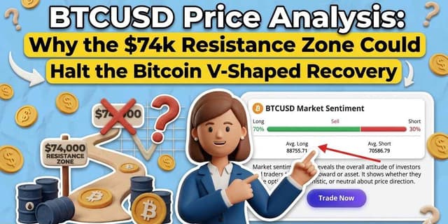 Image for article: BTCUSD Price Analysis: Why the $74k Resistance Zone Could Halt the Bitcoin V-Shaped Recovery